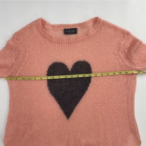 Anthropologie Wooden Ships Pink heart Oversized Lightweight Sweater size S/M - Picture 6 of 8